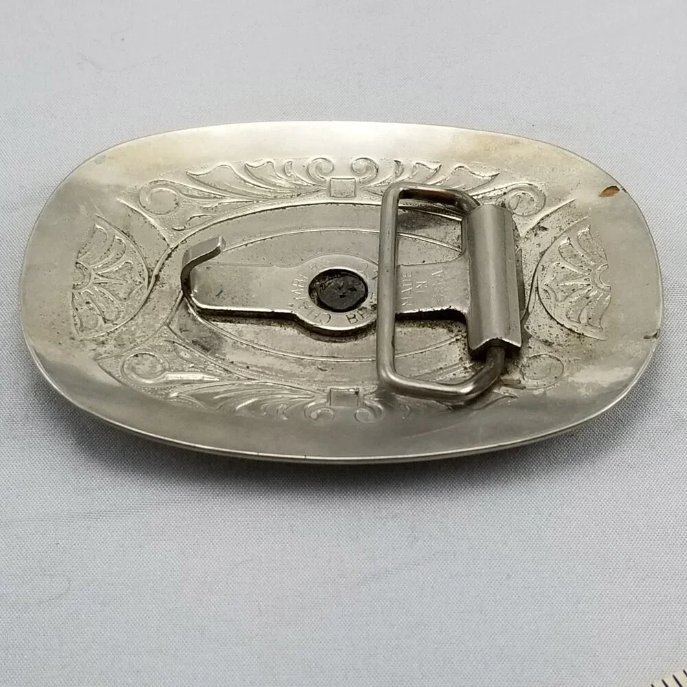 Belt Buckle Horse Saddle Western Stamped‎ Filigree USA Made By Chambers Belt Co